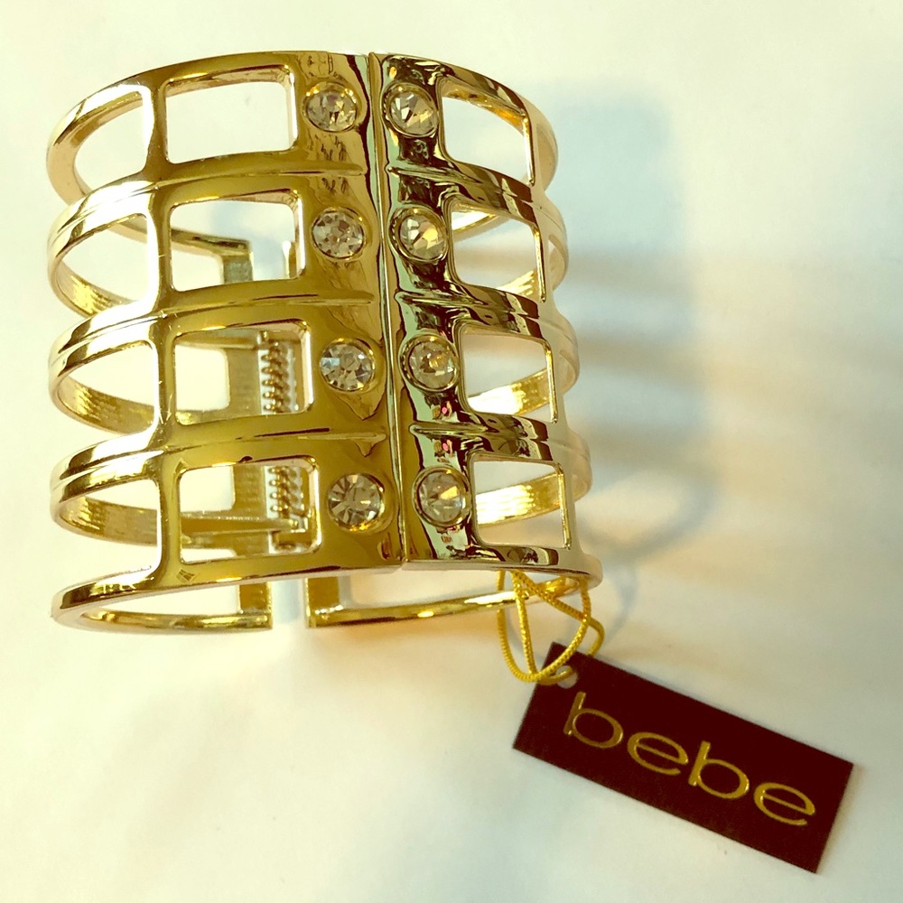 Bebe gold cuff with stones